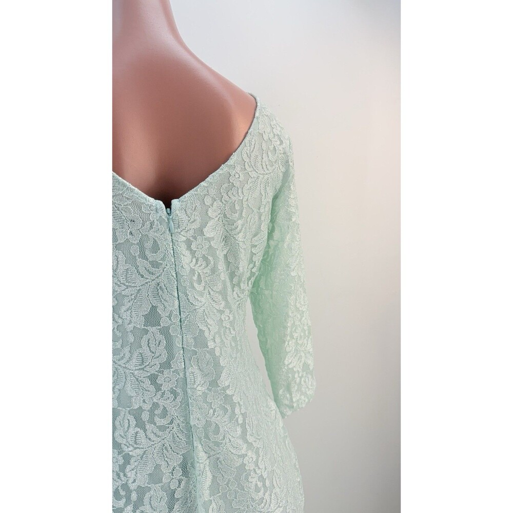 NWT Marina Women's Size 10 Mint Aqua Lace Sleeveless A-Line Maxi Dress Gown Prom - Picture 12 of 16